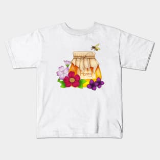 Honeycore - Flowers and bee - Sweet honey pot Kids T-Shirt